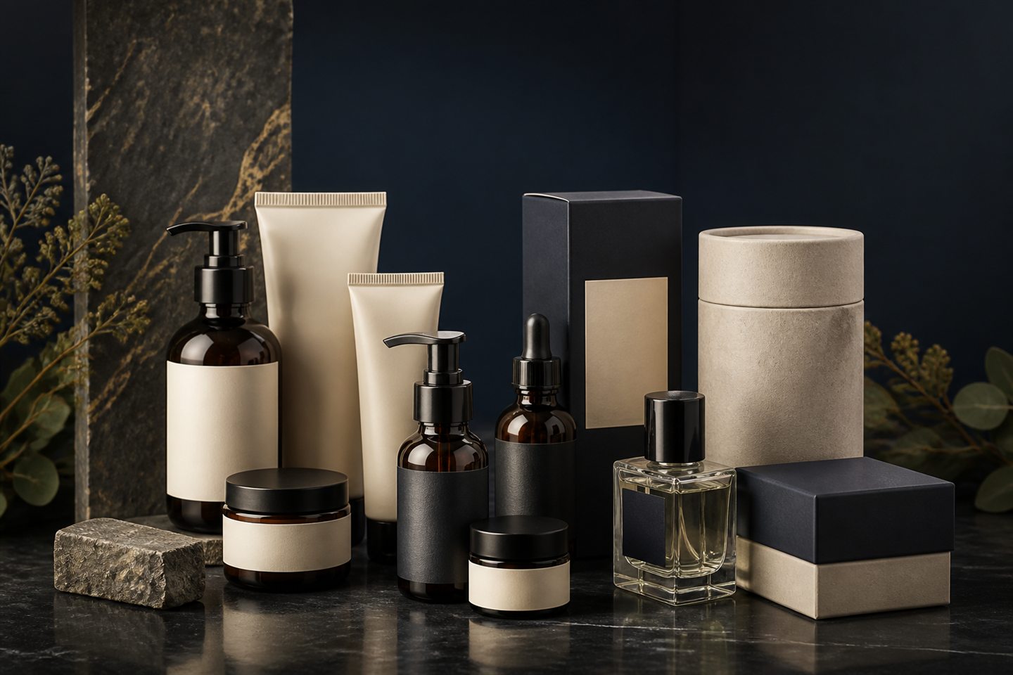 Premium unbranded consumer packaging arranged on a refined display