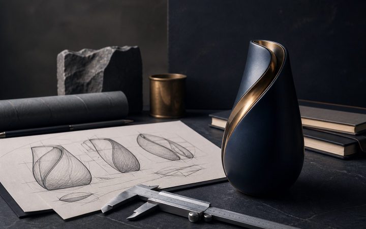 Sculpted product form with precision design tools and sketches