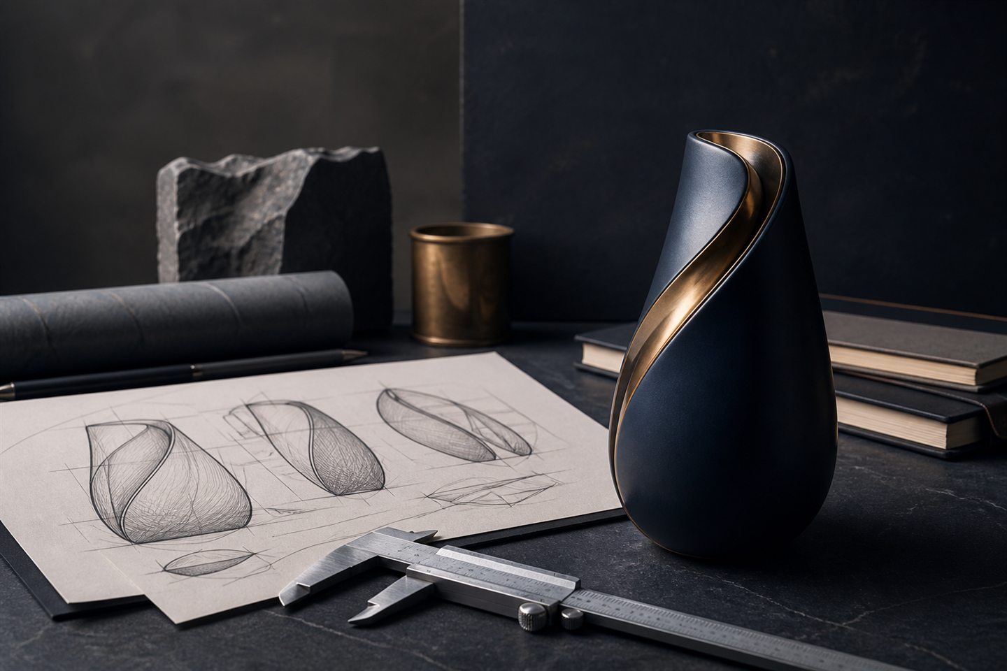 Sculpted product form with precision design tools and sketches